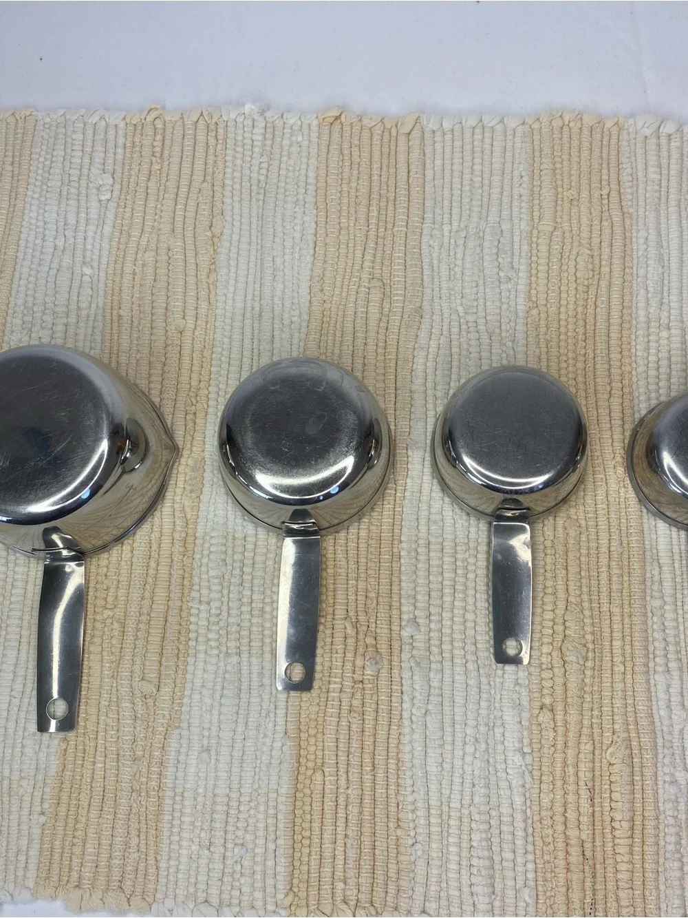 VTG FOLEY SCRIPT 4 PIECE STAINLESS MEASURING CUP SET 1/4 1/3 1/2 1 CUP w/SPOUT